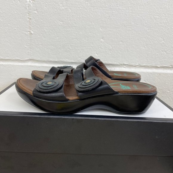 Dansko Dixie Full Grain Black/Turquoise Women's  Leather Sandals Size US 8.5 - Picture 5 of 9